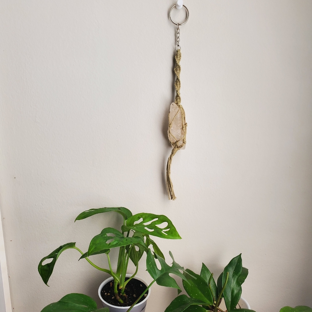 Macrame Crystal Quartz Keychain
